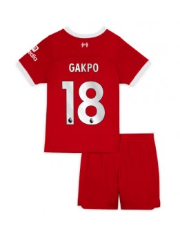 Billige Liverpool Cody Gakpo #18 Hjemmedraktsett Barn 2023-24 Kortermet (+ Korte bukser)